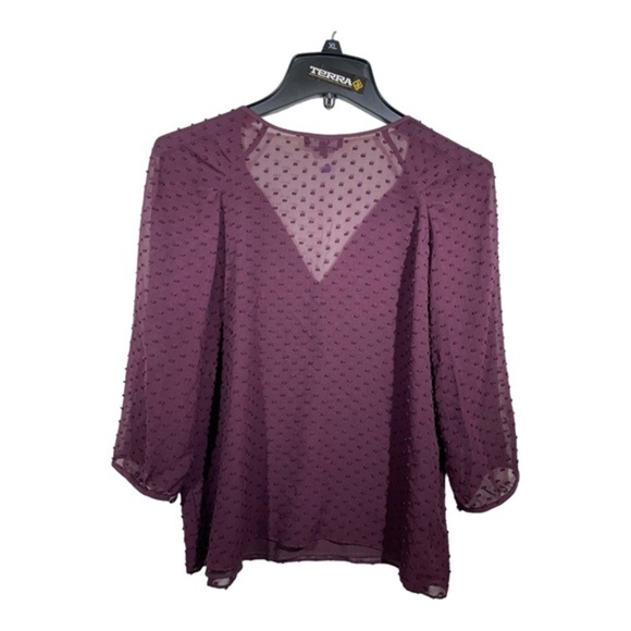 Aritzia Babaton Womens Silk Blend Blouse V-Neck Swiss Dot 3/4 Sleeve Size XS - Picture 11 of 12